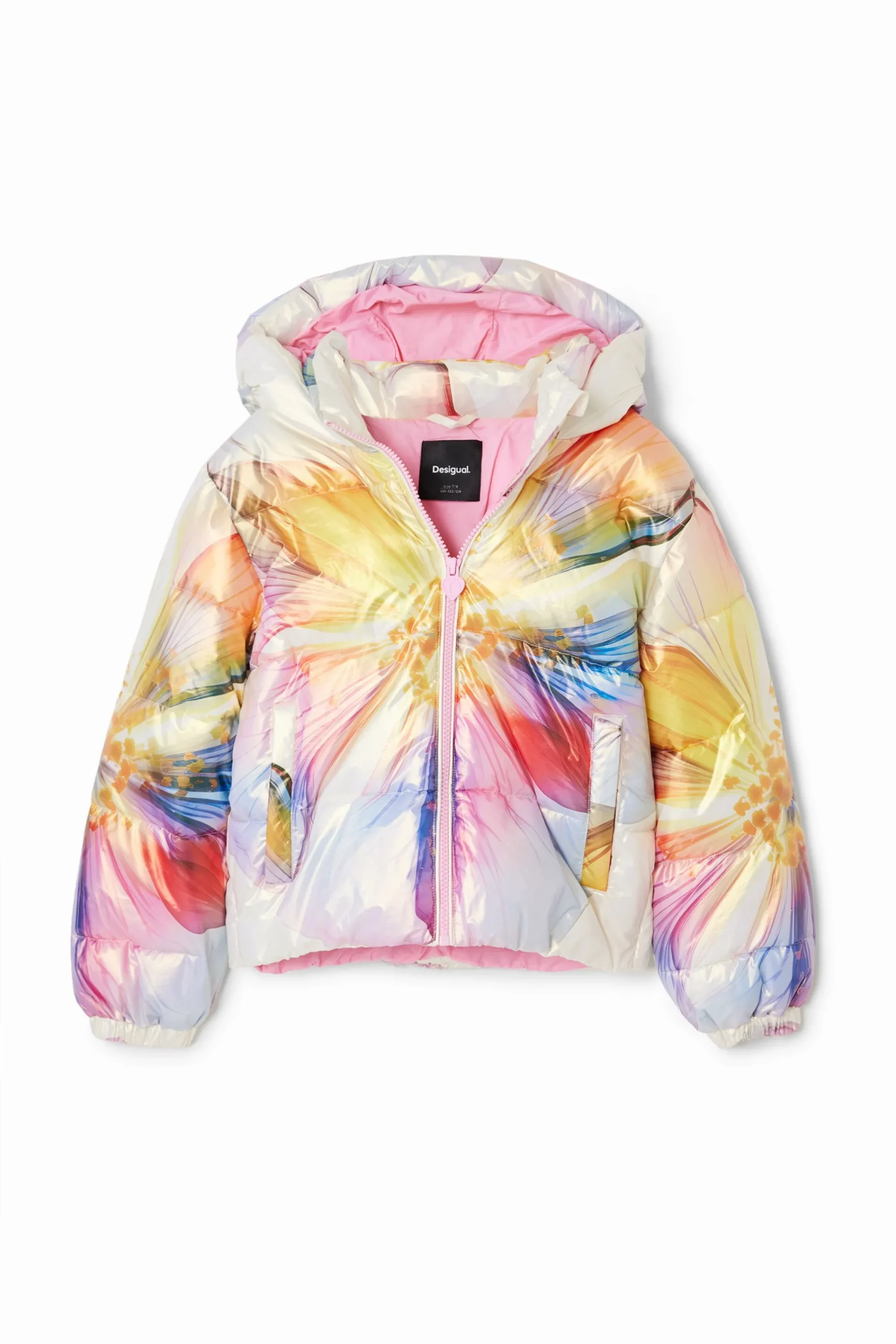 Casacões E Casacos<Desigual Abrigo floral metalizado