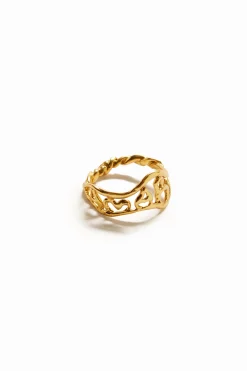 Joalharia<Desigual Anel mensagem banho ouro Zalio