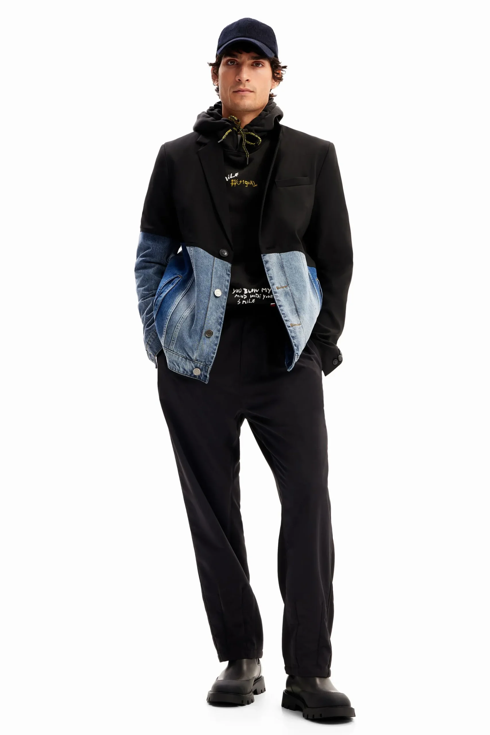 Casacões E Casacos<Desigual Blazer de ganga em dois materiais