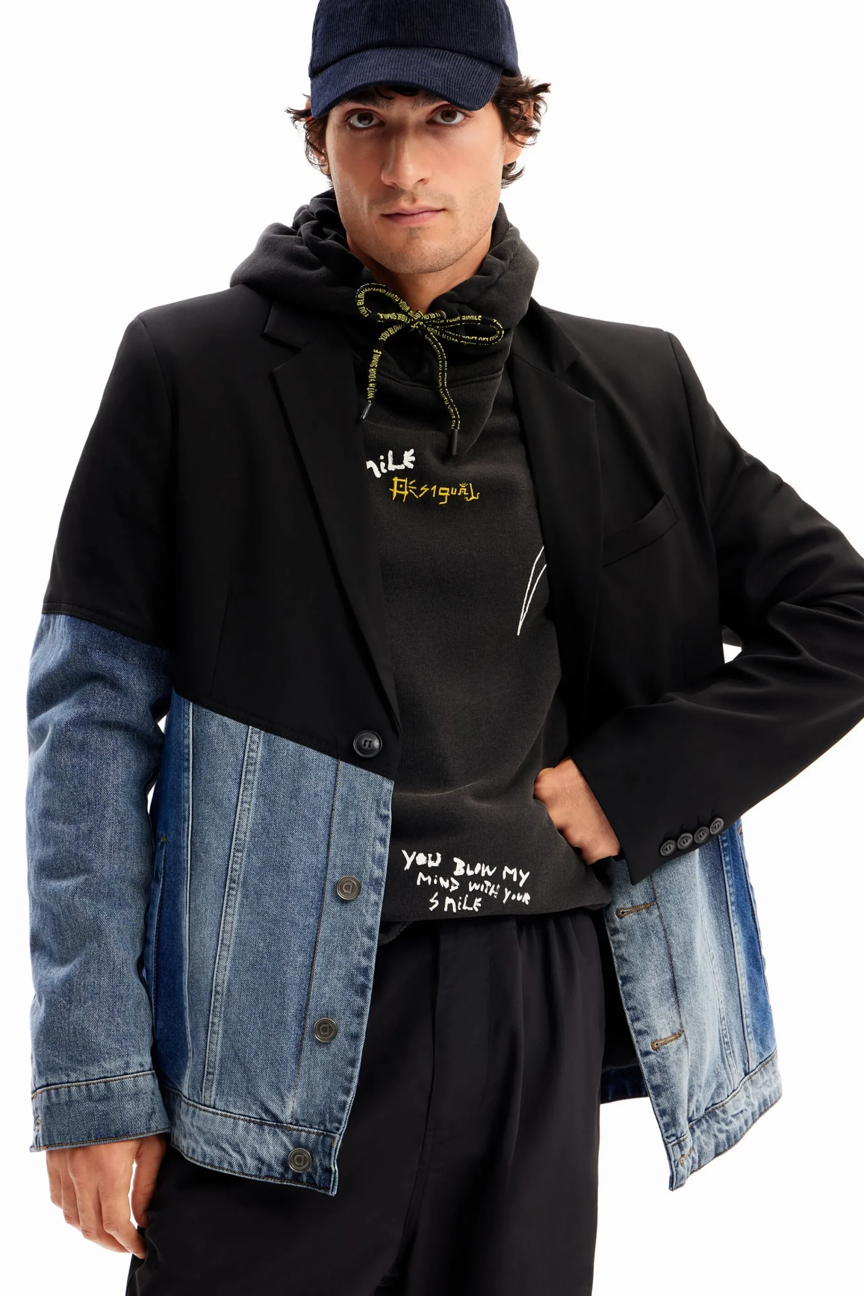 Casacões E Casacos<Desigual Blazer de ganga em dois materiais