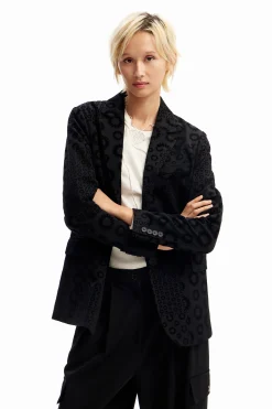 Casacões E Casacos<Desigual Blazer flocado geométrico