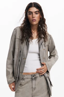 Casacões E Casacos<Desigual Blazer jeans desgastado
