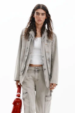 Casacões E Casacos<Desigual Blazer jeans desgastado