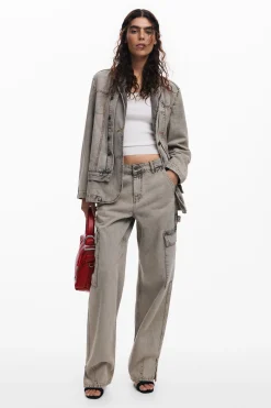 Casacões E Casacos<Desigual Blazer jeans desgastado