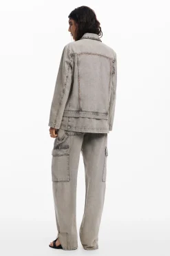 Casacões E Casacos<Desigual Blazer jeans desgastado