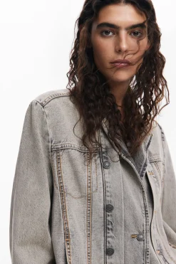 Casacões E Casacos<Desigual Blazer jeans desgastado