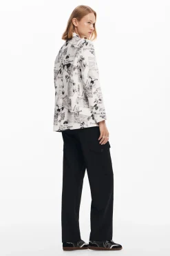 Casacões E Casacos<Desigual Blazer reto com texto e flores