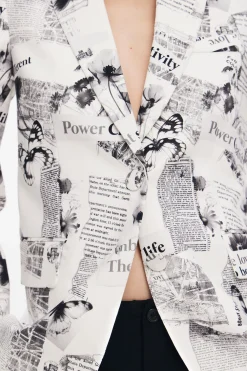 Casacões E Casacos<Desigual Blazer reto com texto e flores