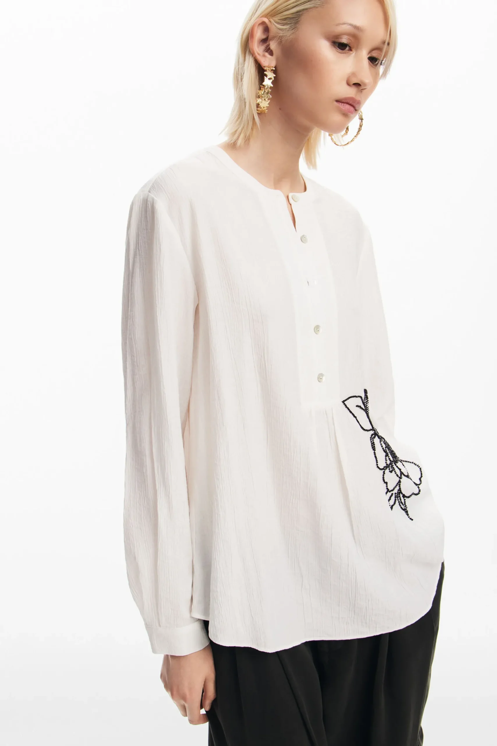 Camisas E Blusas<Desigual Blusa com flor bordada