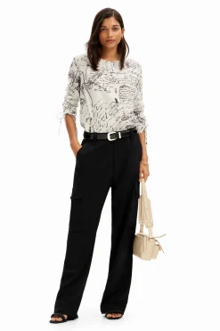 Camisas E Blusas<Desigual Blusa com textos e mangas ajustáveis.