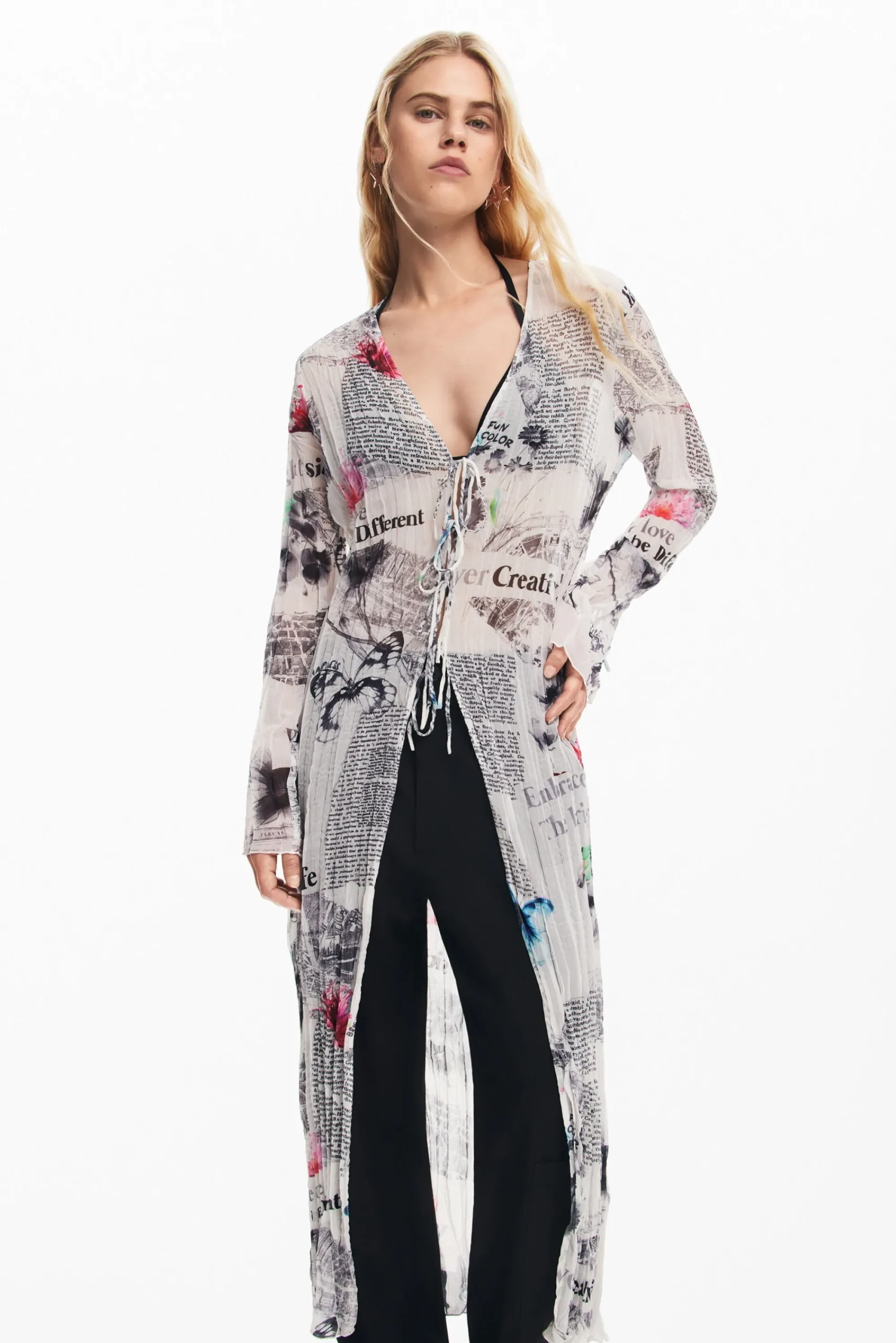 Camisas E Blusas|Vestidos E Macacões<Desigual Blusa larga com estampa de jornal