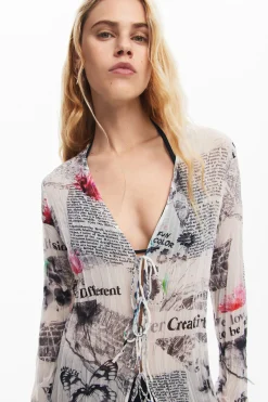 Camisas E Blusas|Vestidos E Macacões<Desigual Blusa larga com estampa de jornal