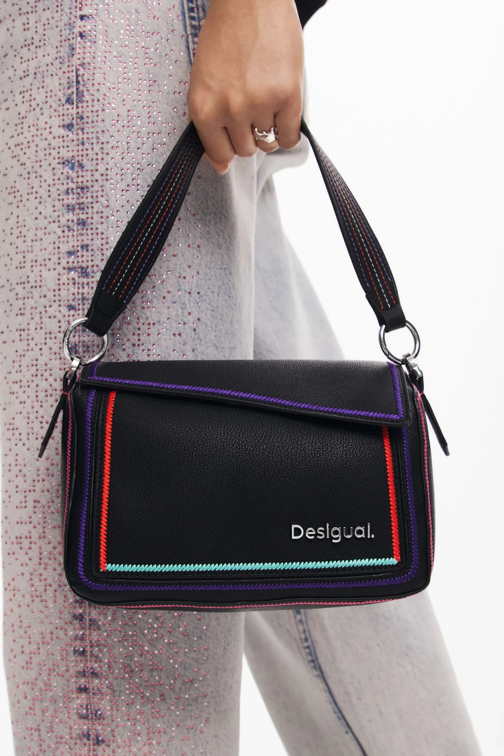 Malas<Desigual Bolso de mão multilinear com zíper