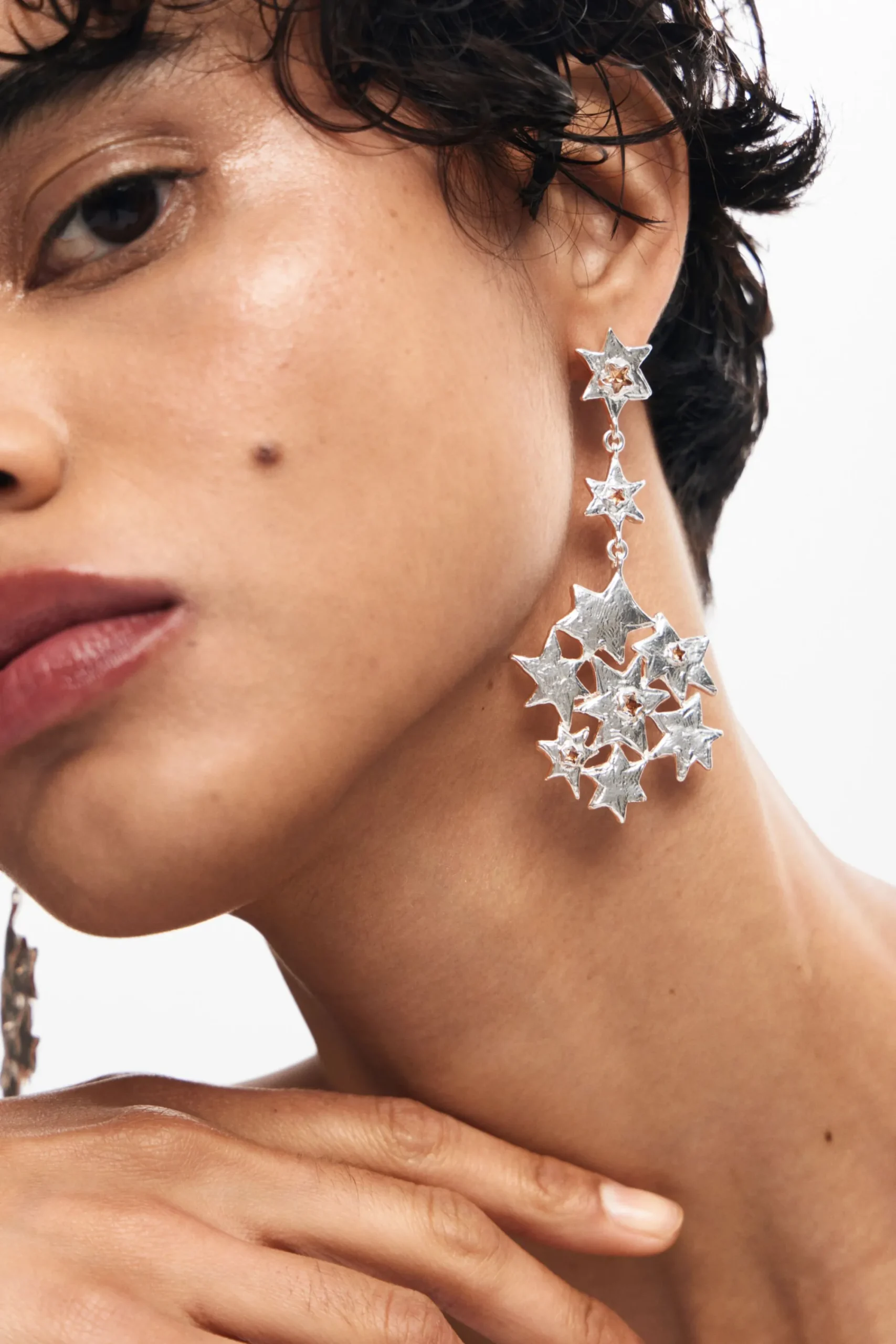 Joalharia<Desigual Brincos longos em forma de estrelas Zalio
