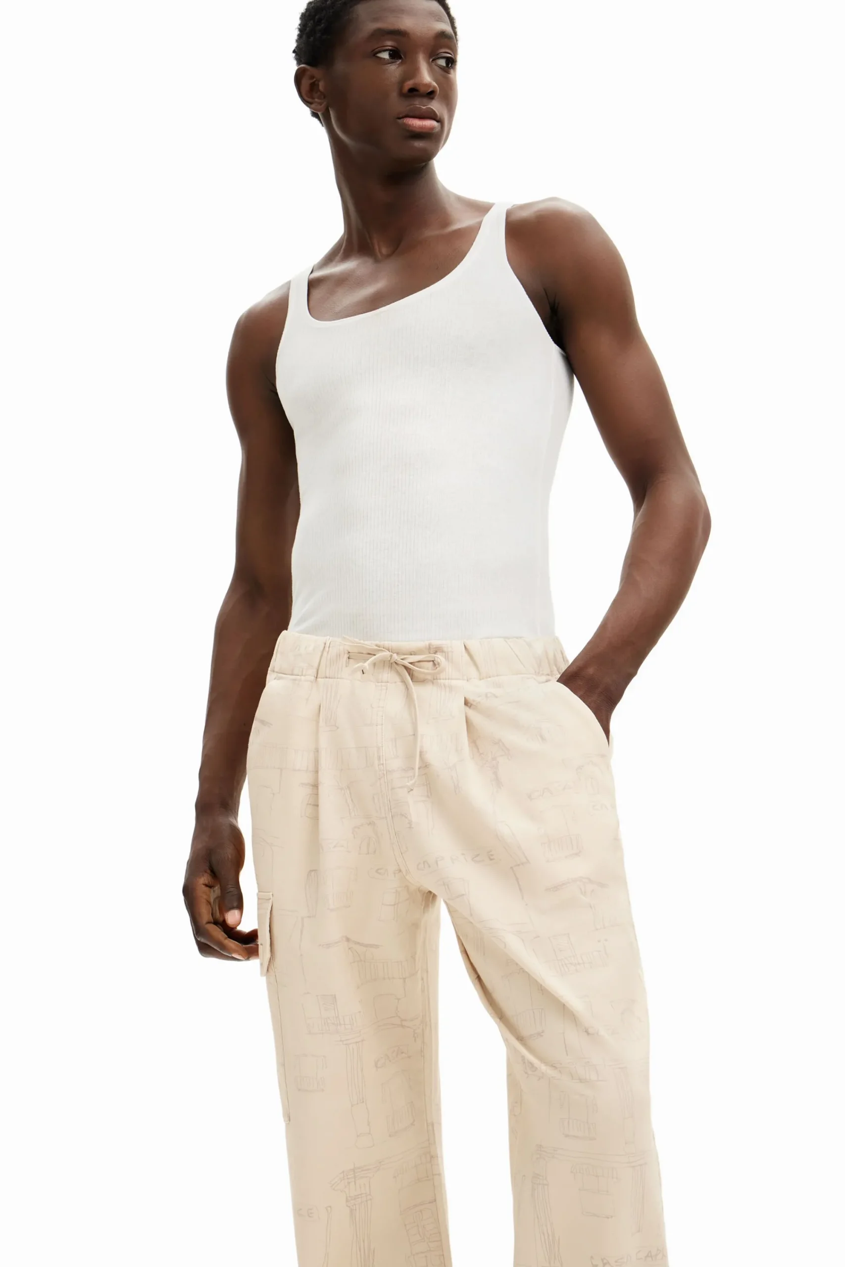 Jeans E Calças<Desigual Calça cargo estampada