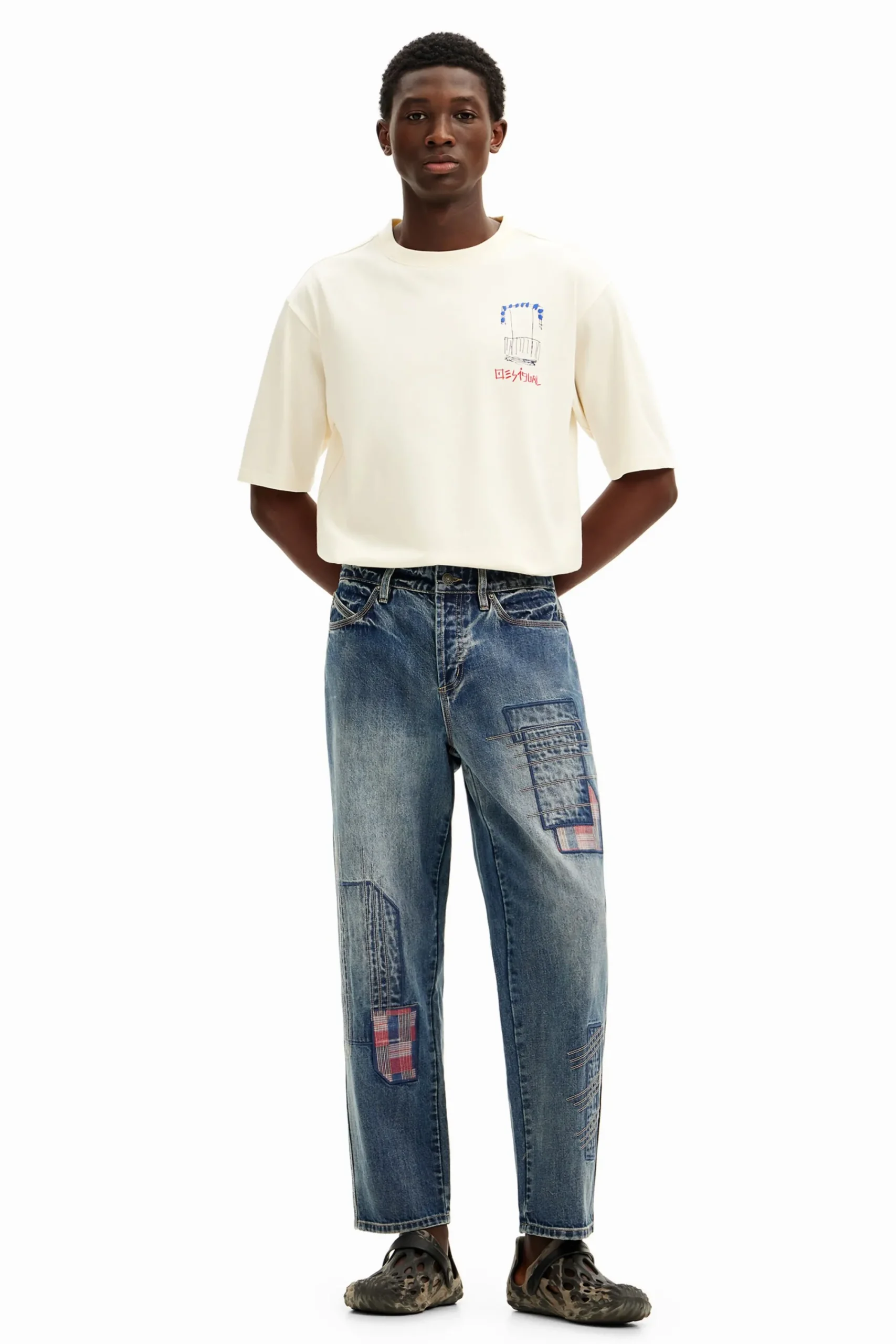 Jeans E Calças<Desigual Calça de denim com remendos