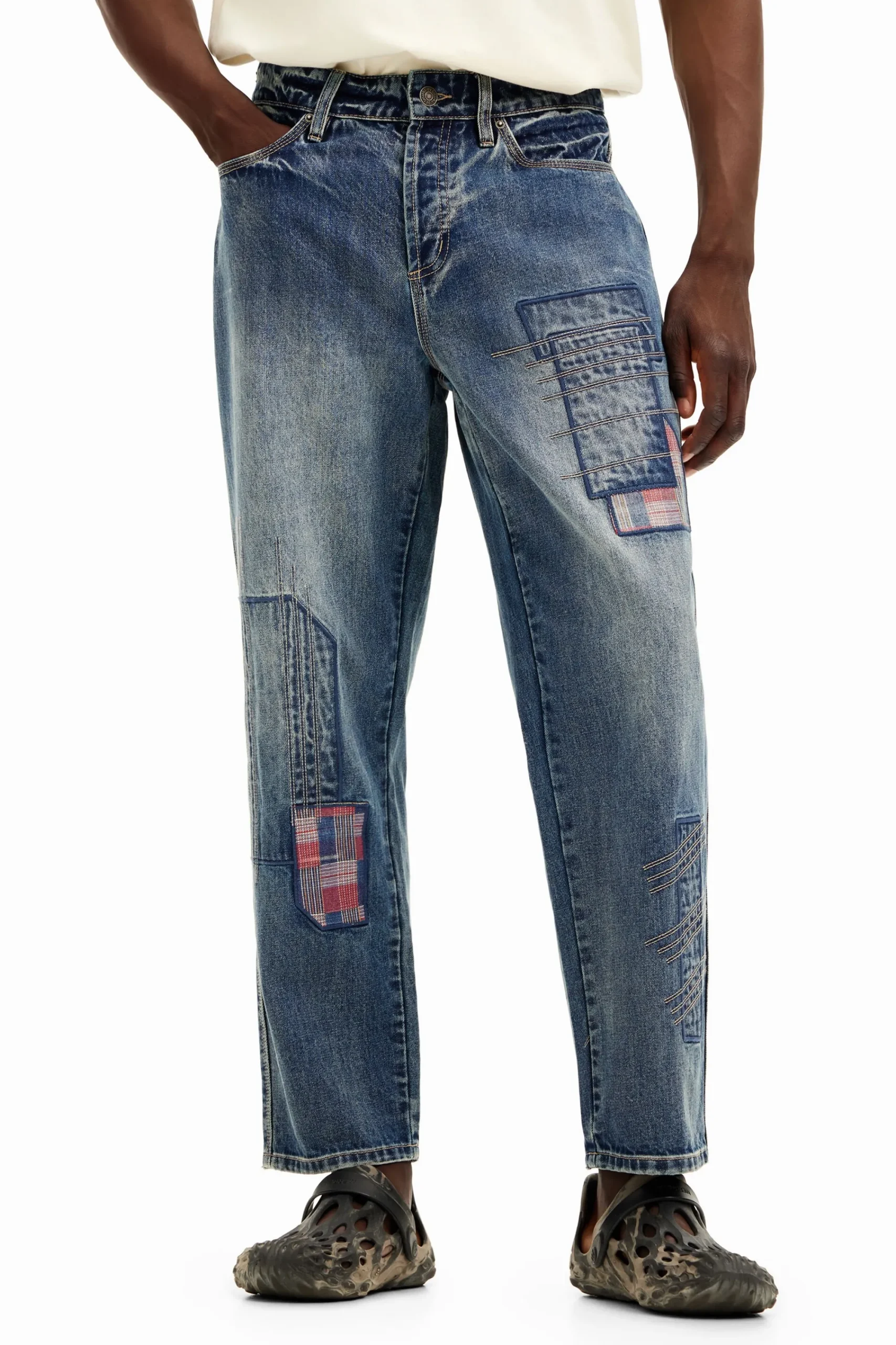 Jeans E Calças<Desigual Calça de denim com remendos