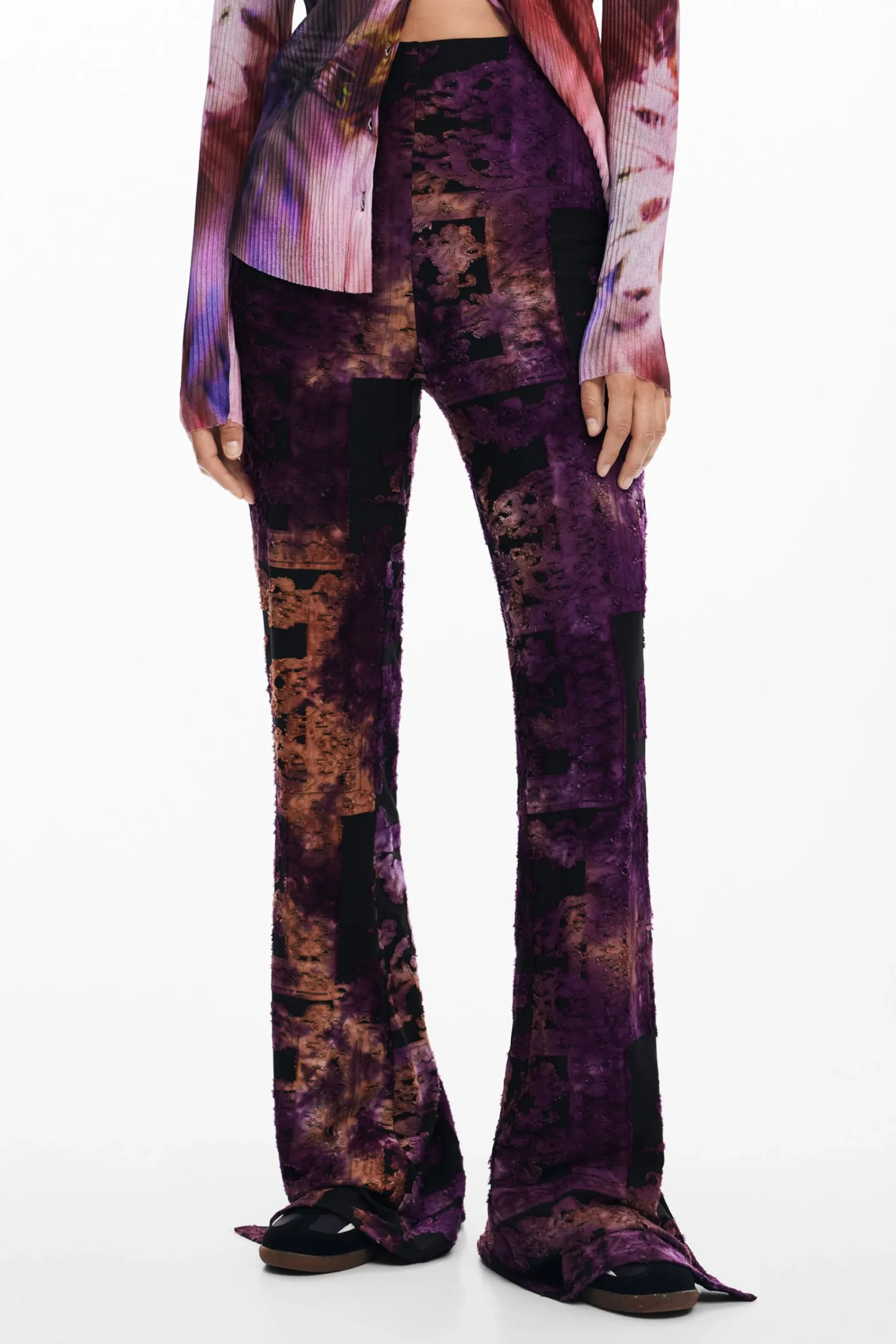 Calças<Desigual Calça flare devoré