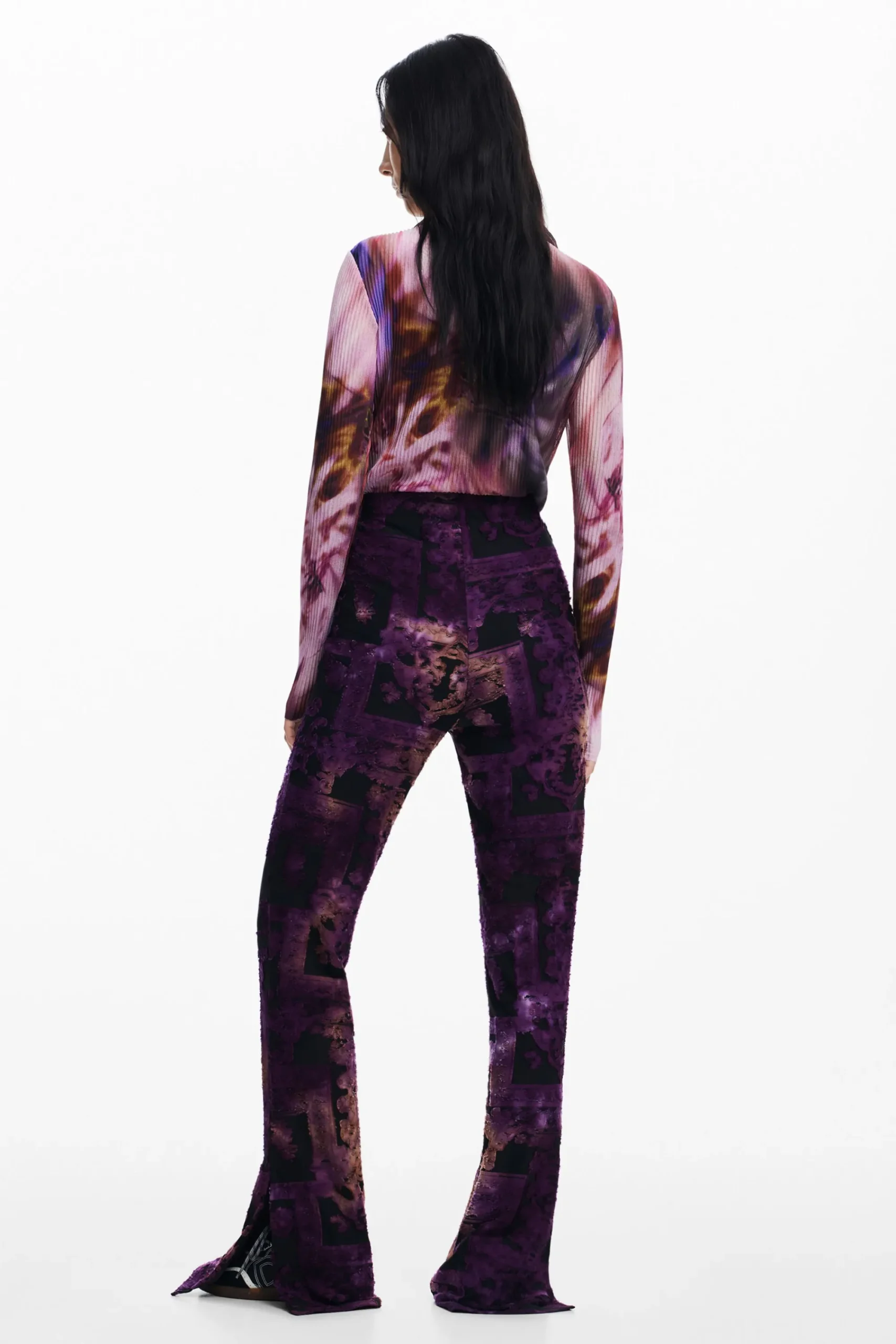 Calças<Desigual Calça flare devoré