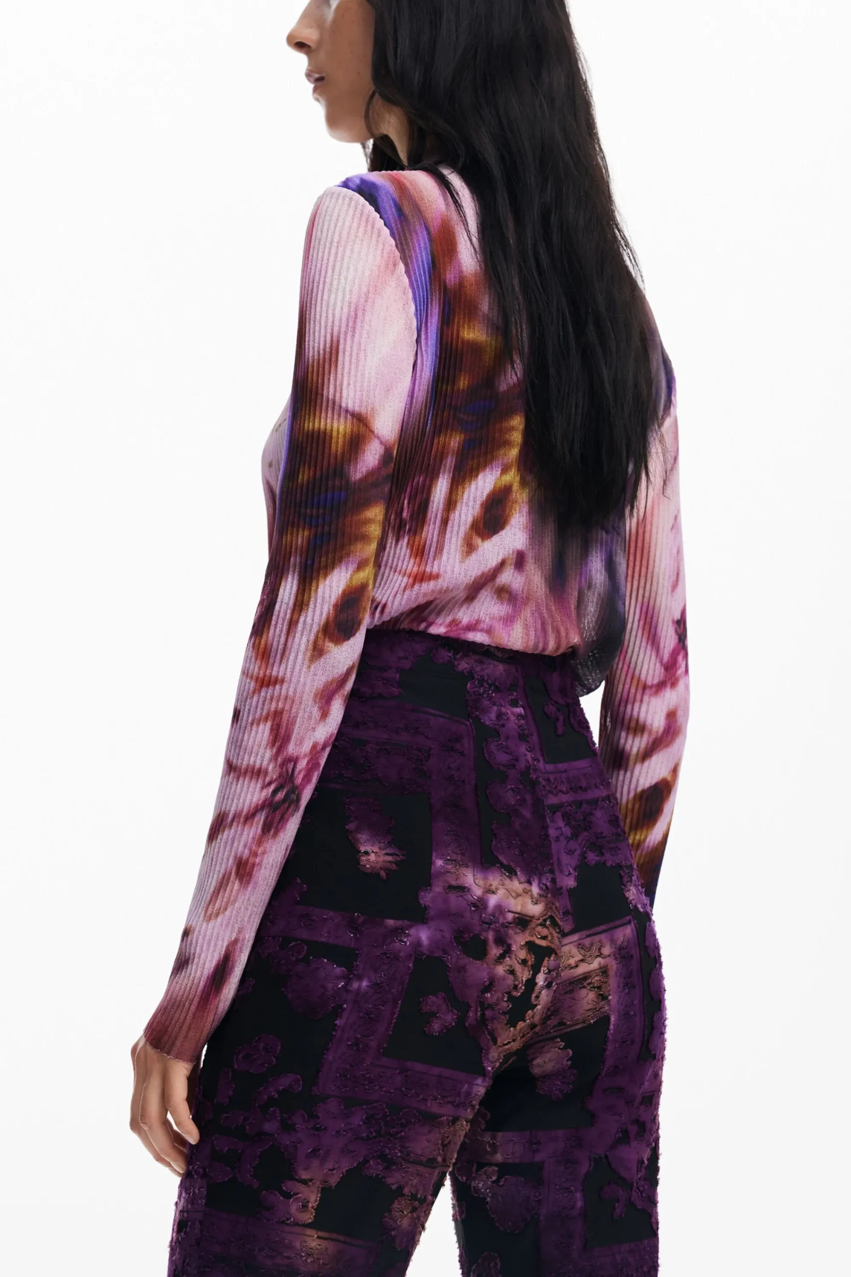 Calças<Desigual Calça flare devoré