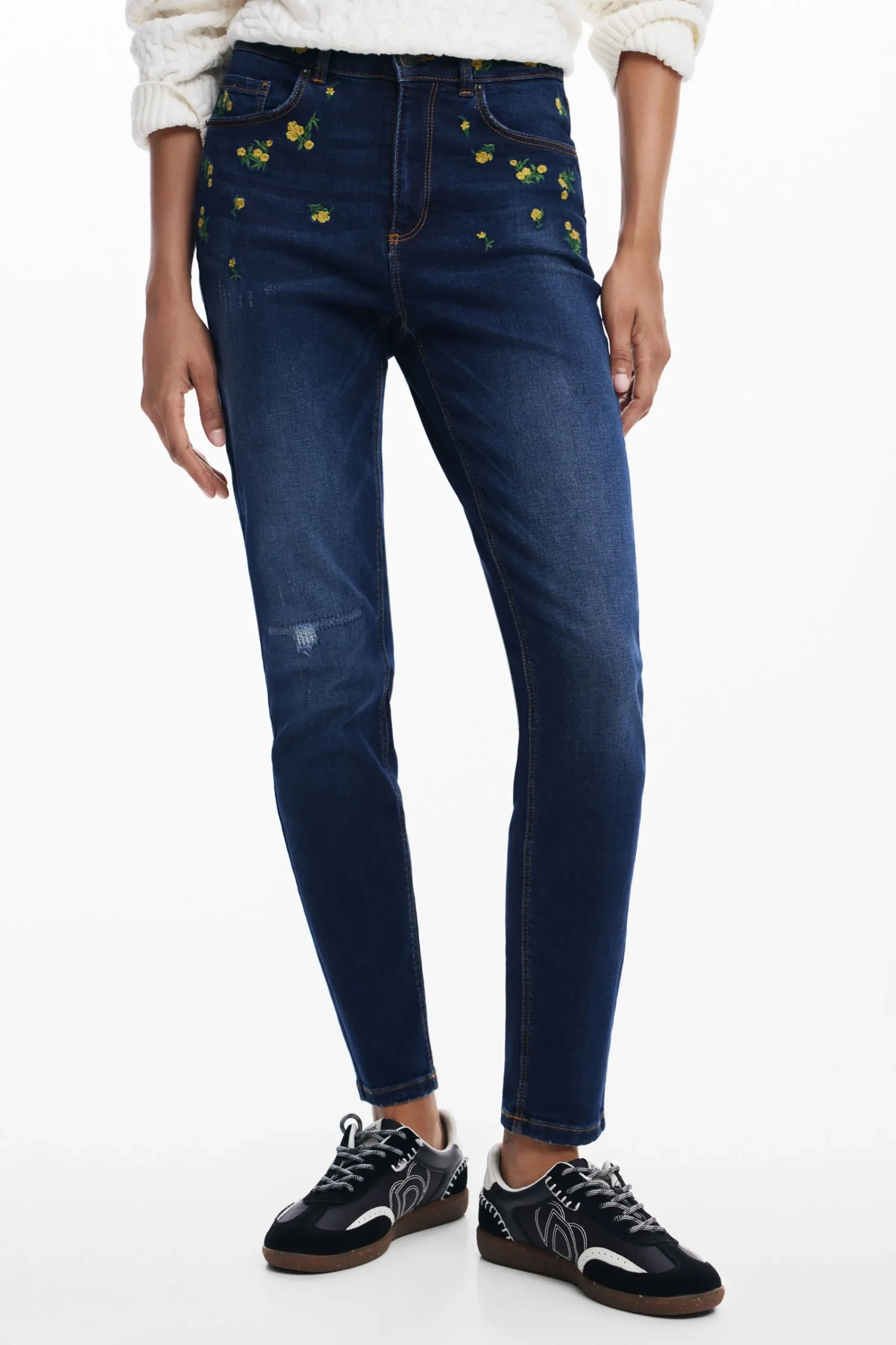 Jeans|Calças<Desigual Calça jeans com flores