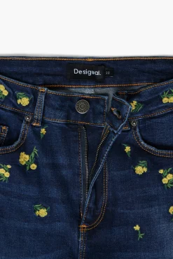 Jeans|Calças<Desigual Calça jeans com flores