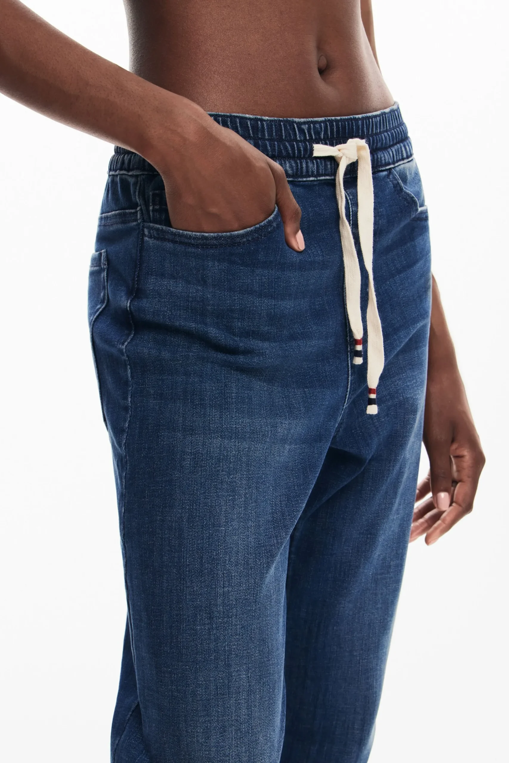 Jeans|Calças<Desigual Calça jogger em tecido jeans