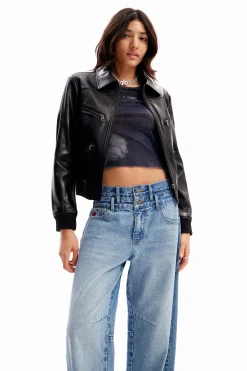 Jeans|Calças<Desigual Calças de ganga Balloon cintura dupla