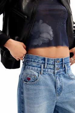 Jeans|Calças<Desigual Calças de ganga Balloon cintura dupla