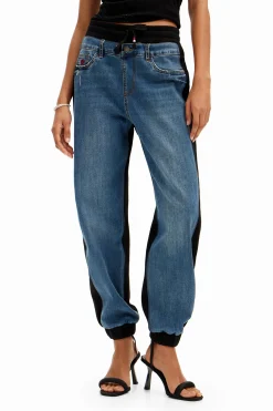Jeans|Calças<Desigual Calças de ganga jogger contraste