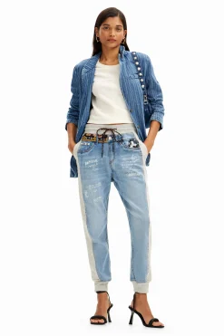 Jeans|Calças<Desigual Calças de ganga Jogger Mickey Mouse