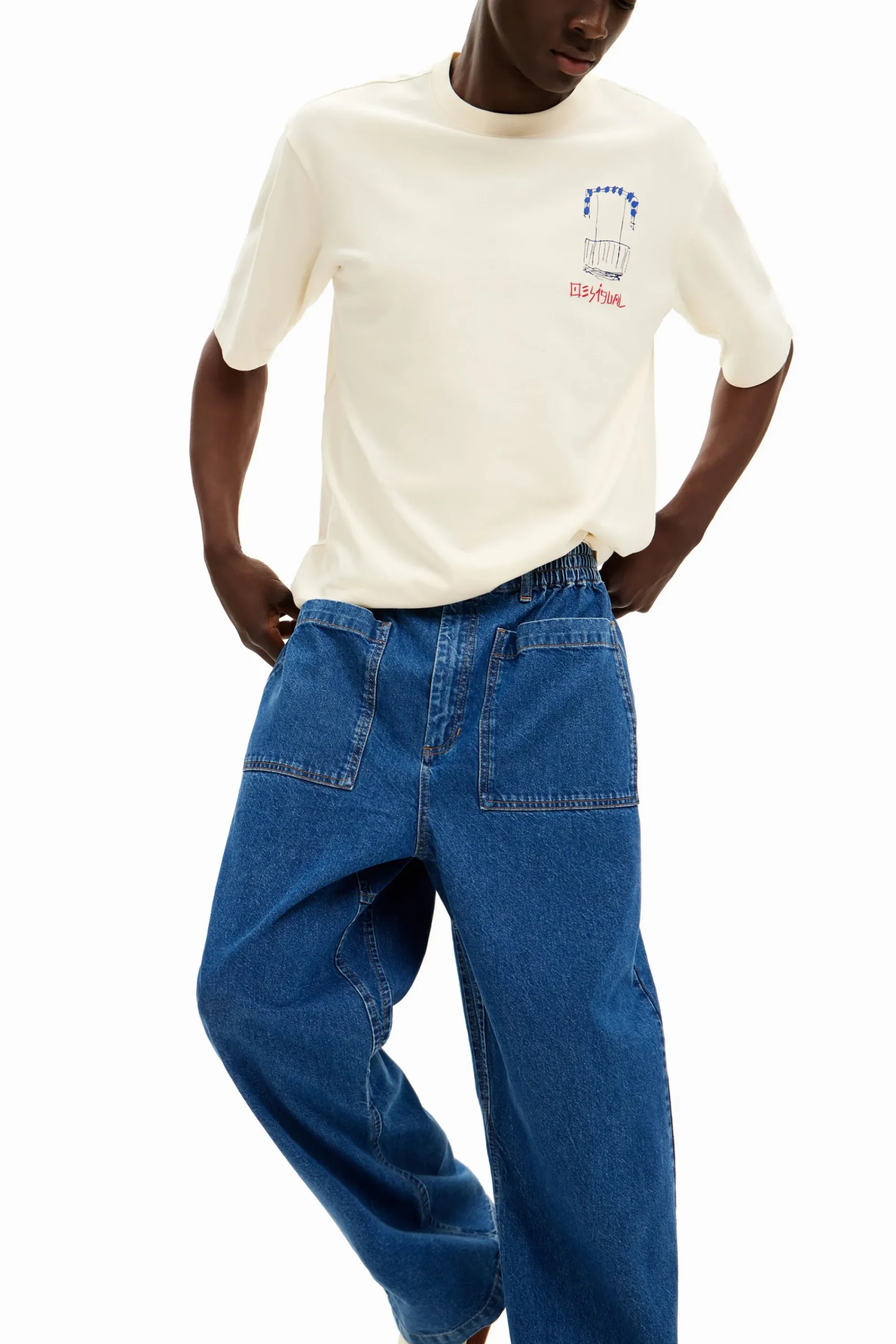 Jeans E Calças<Desigual Calças jeans longas com bolsos
