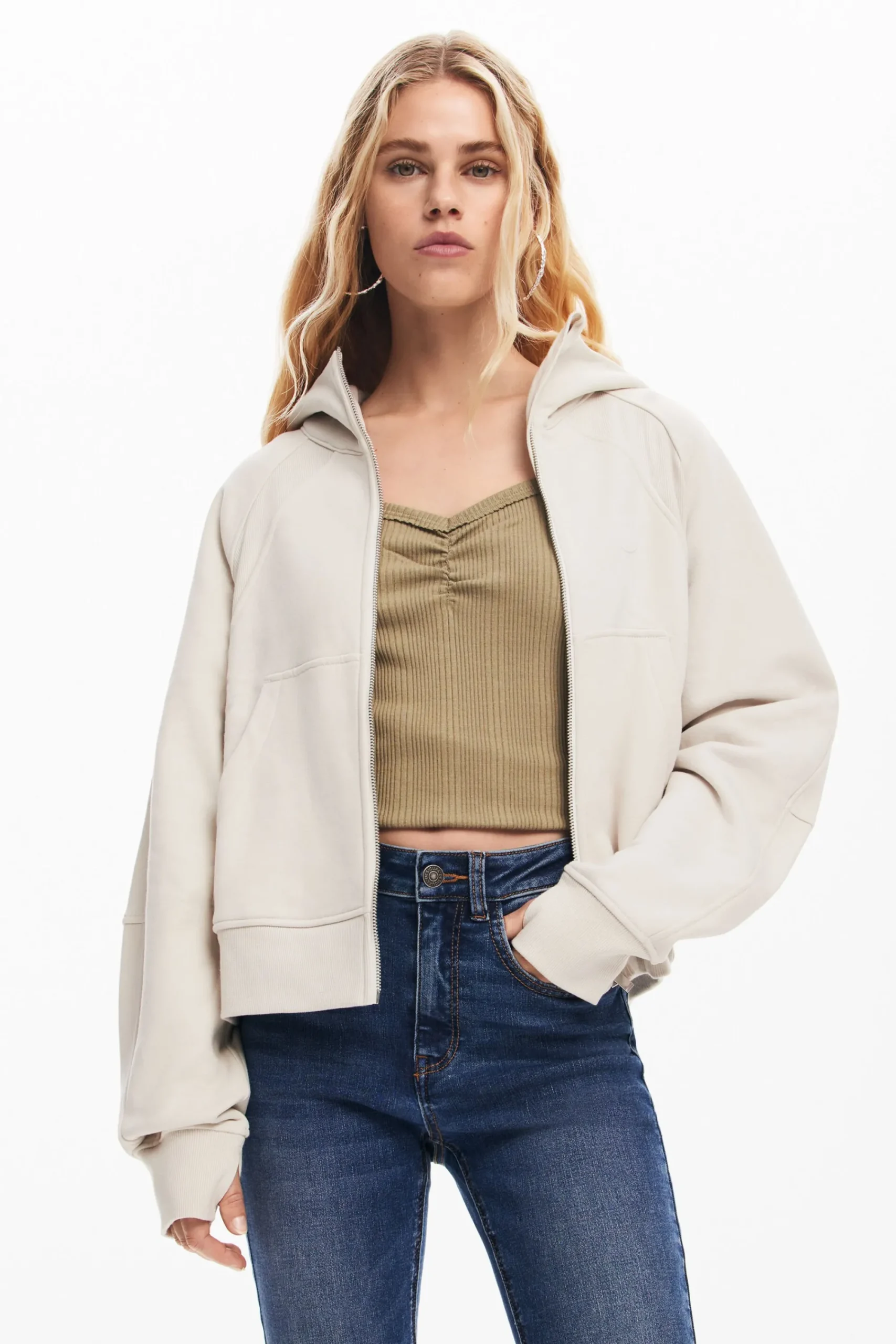 Jeans|Calças<Desigual Calças jeans retas com bolsos lisos