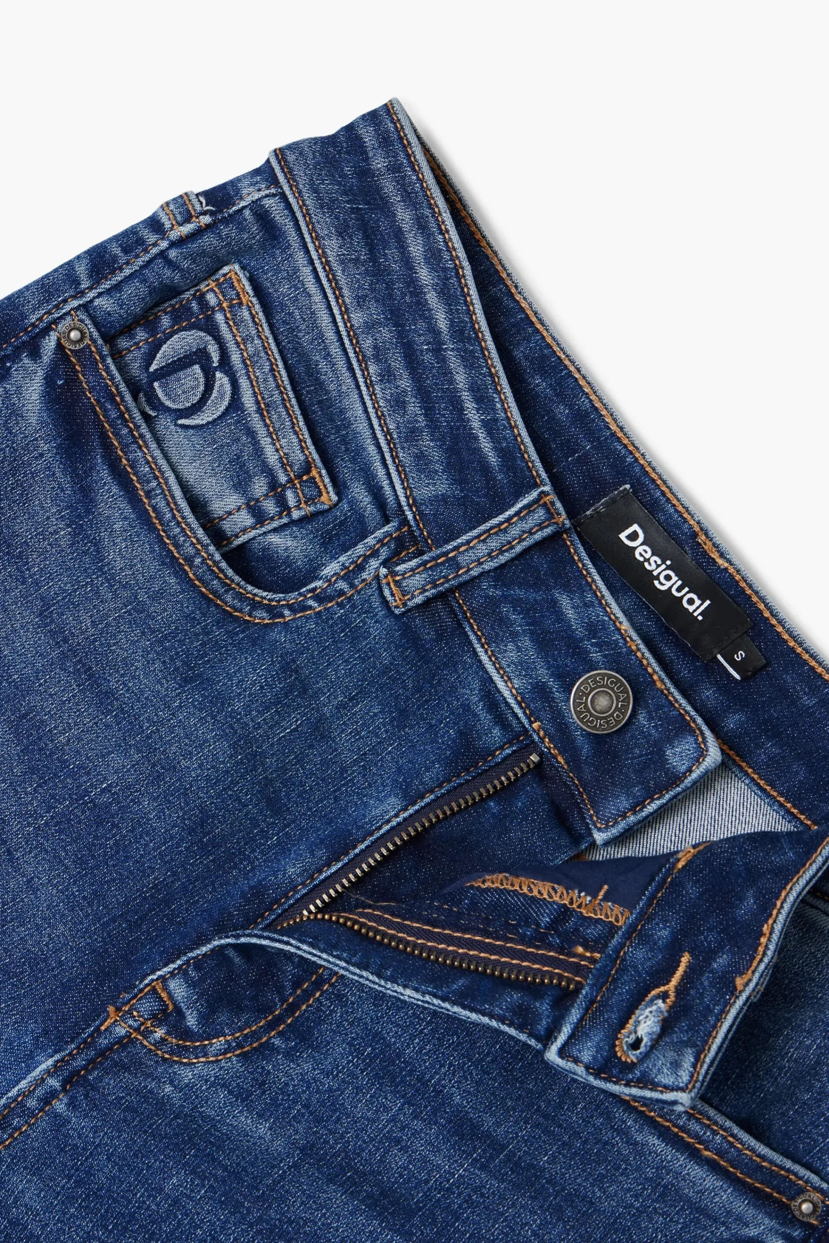 Jeans|Calças<Desigual Calças jeans retas com bolsos lisos