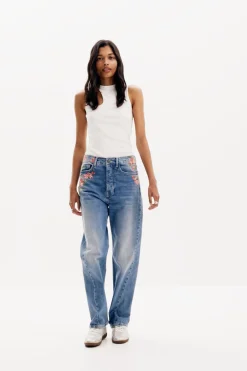 Jeans|Calças<Desigual Calças longas de denim com flores