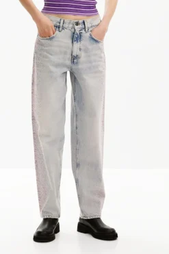 Jeans|Calças<Desigual Calças retas brilhantes