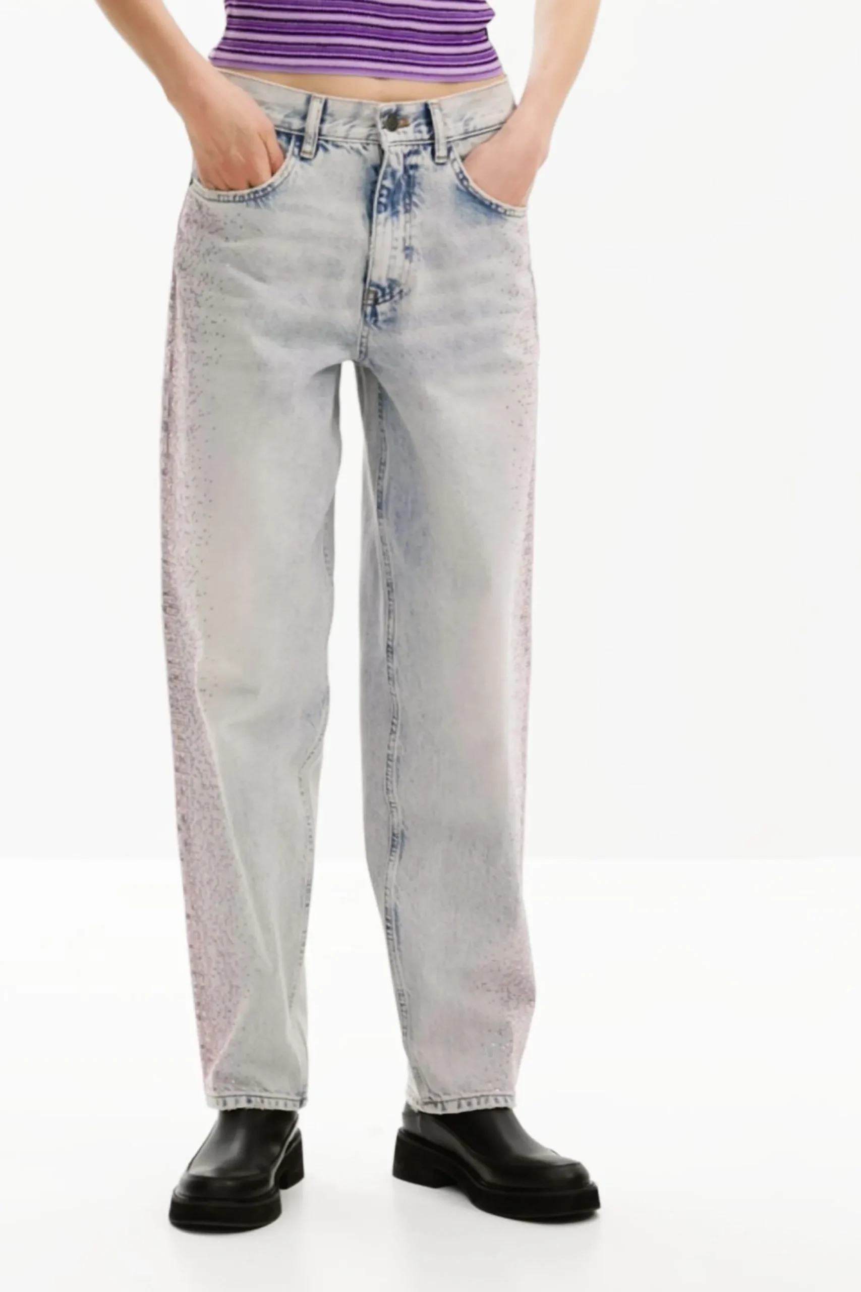 Jeans|Calças<Desigual Calças retas brilhantes