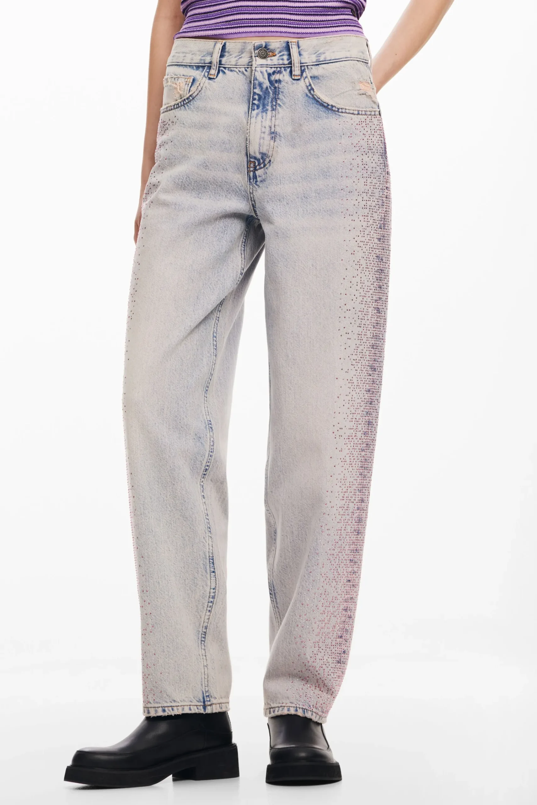 Jeans|Calças<Desigual Calças retas brilhantes