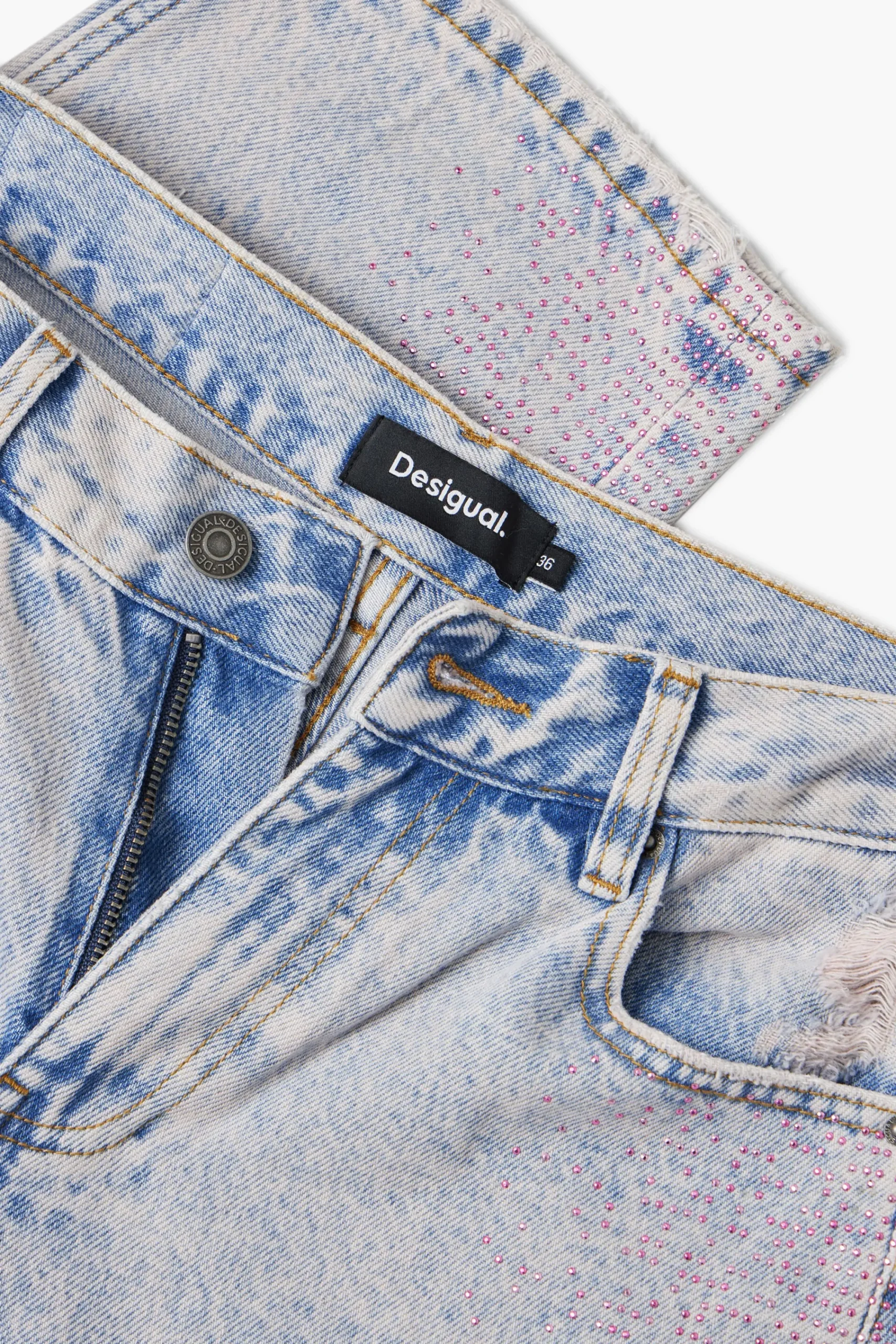 Jeans|Calças<Desigual Calças retas brilhantes