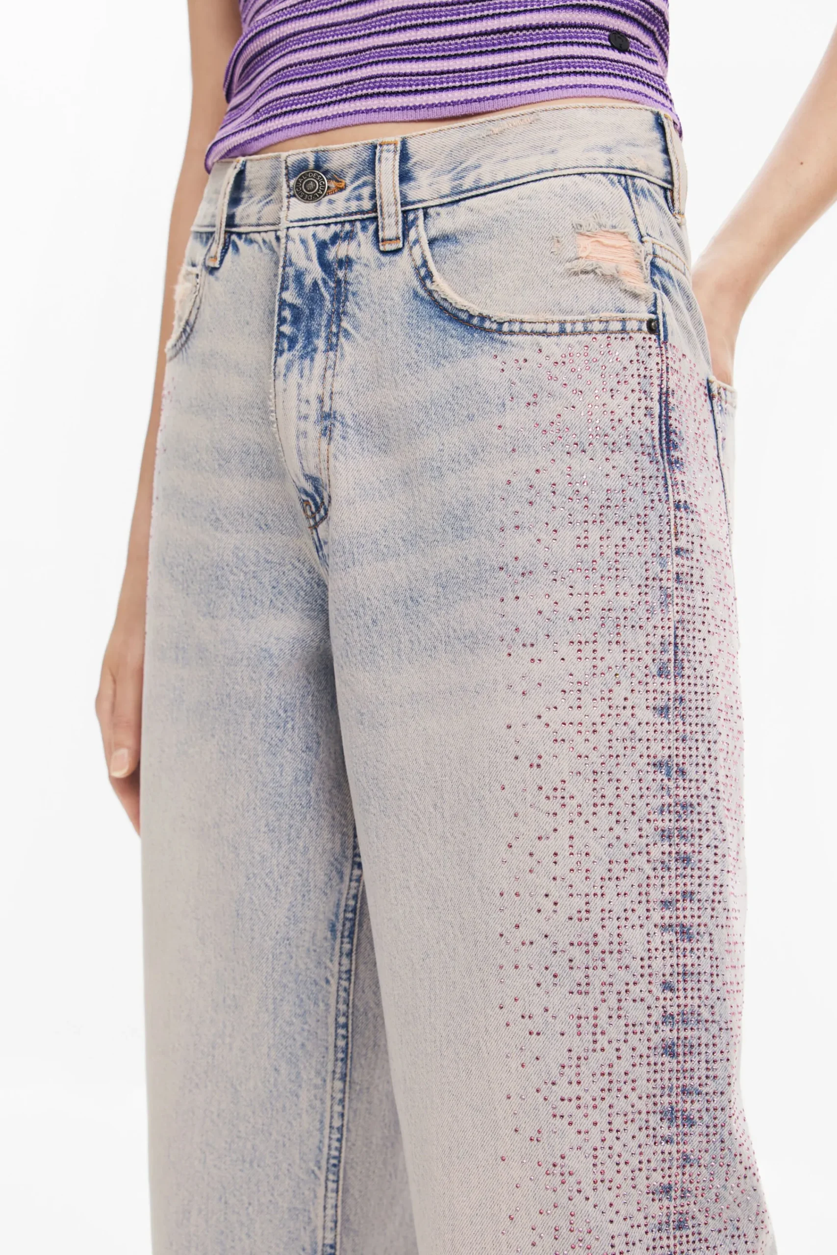 Jeans|Calças<Desigual Calças retas brilhantes