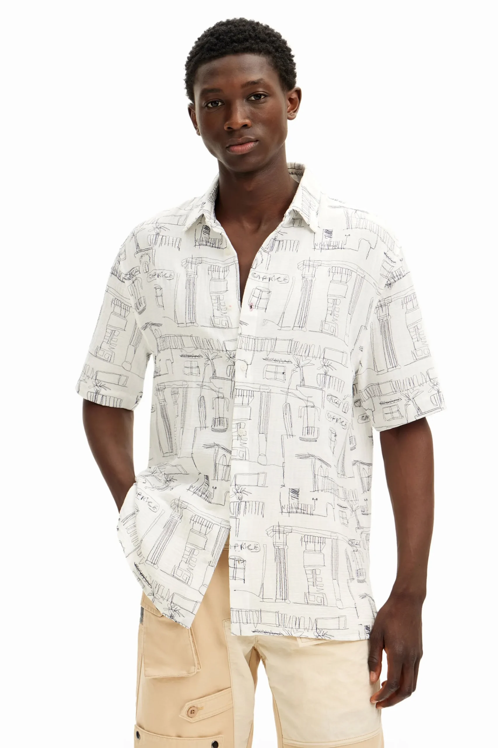 T-shirts|Camisas<Desigual Camisa com ilustrações de colunas