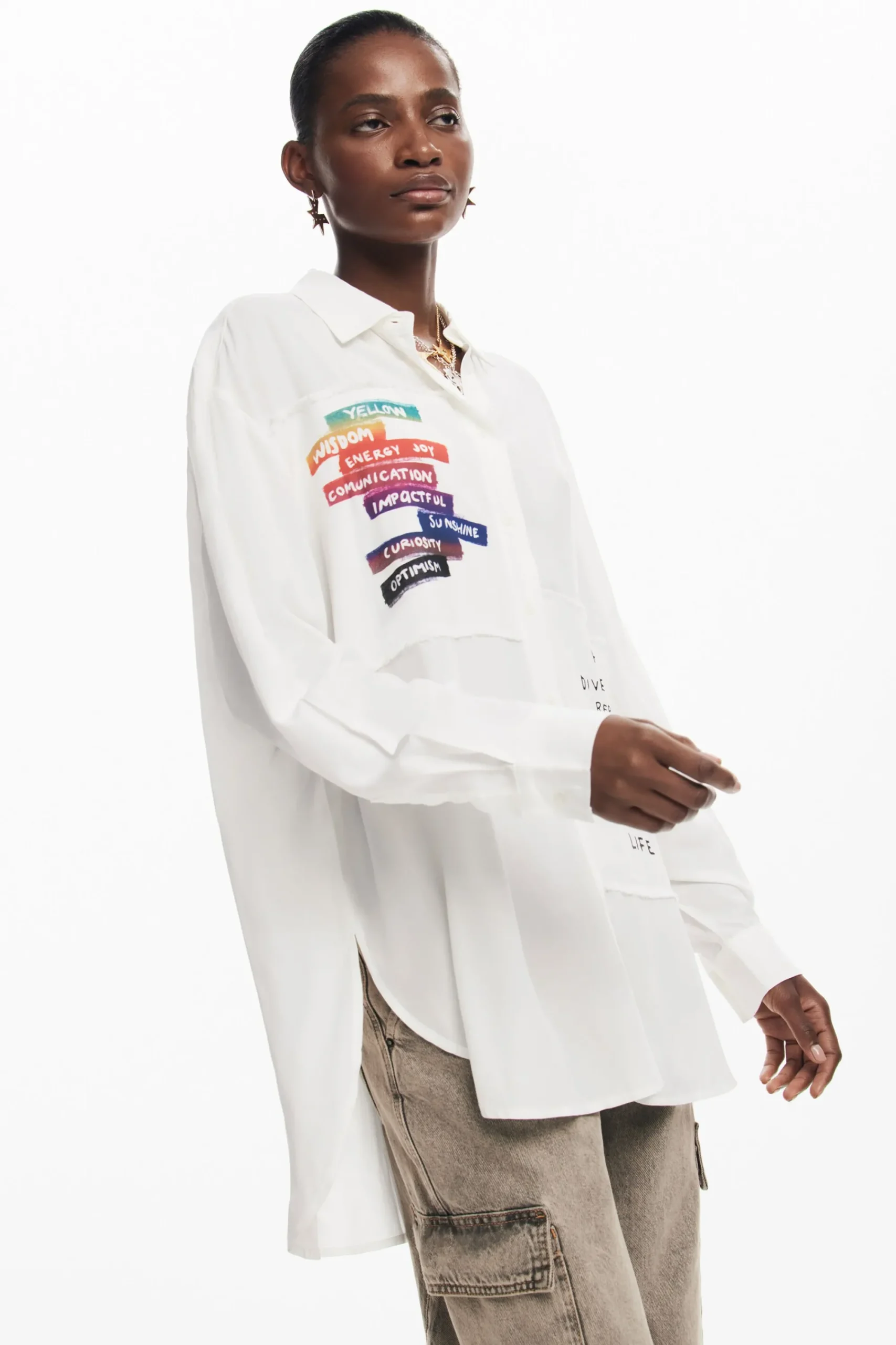 Camisas E Blusas<Desigual Camisa estampada com letras