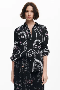 Camisas E Blusas<Desigual Camisa estampada com rostos