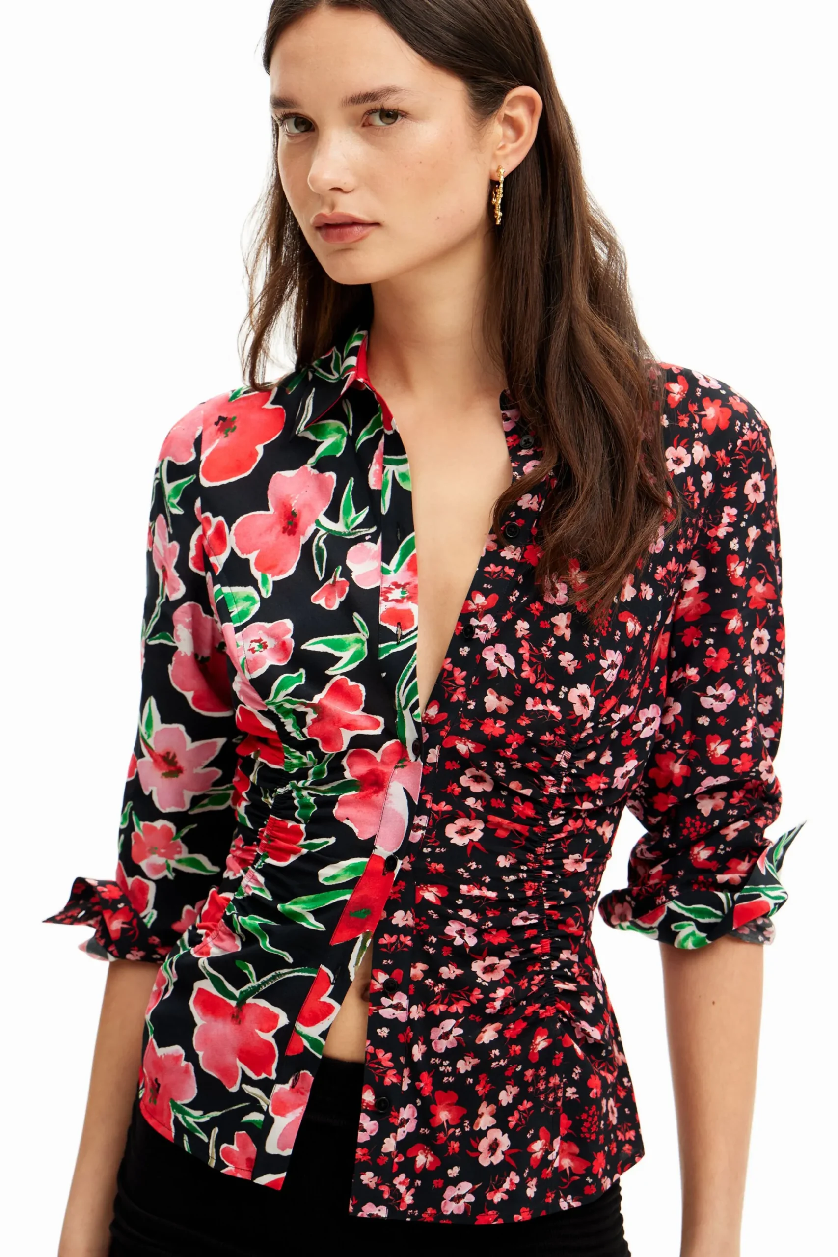 Camisas E Blusas<Desigual Camisa franzida flores