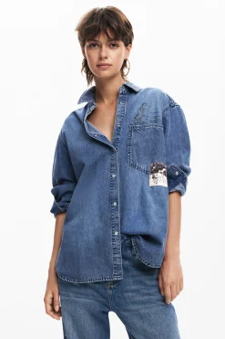 Camisas E Blusas<Desigual Camisa jeans do Mickey Mouse