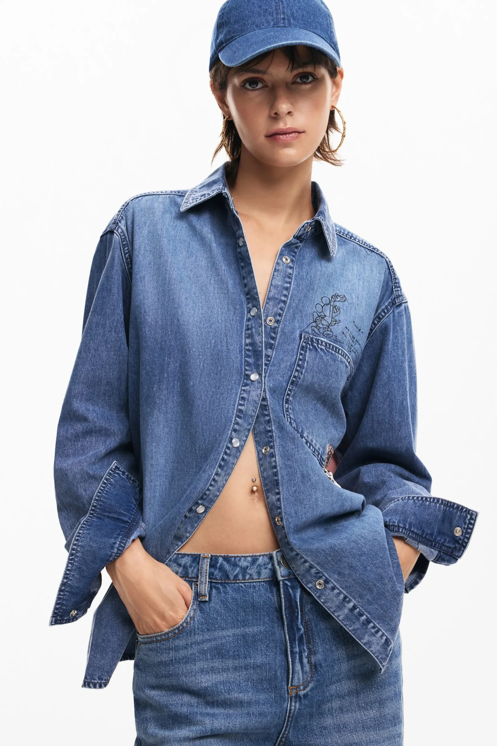 Camisas E Blusas<Desigual Camisa jeans do Mickey Mouse