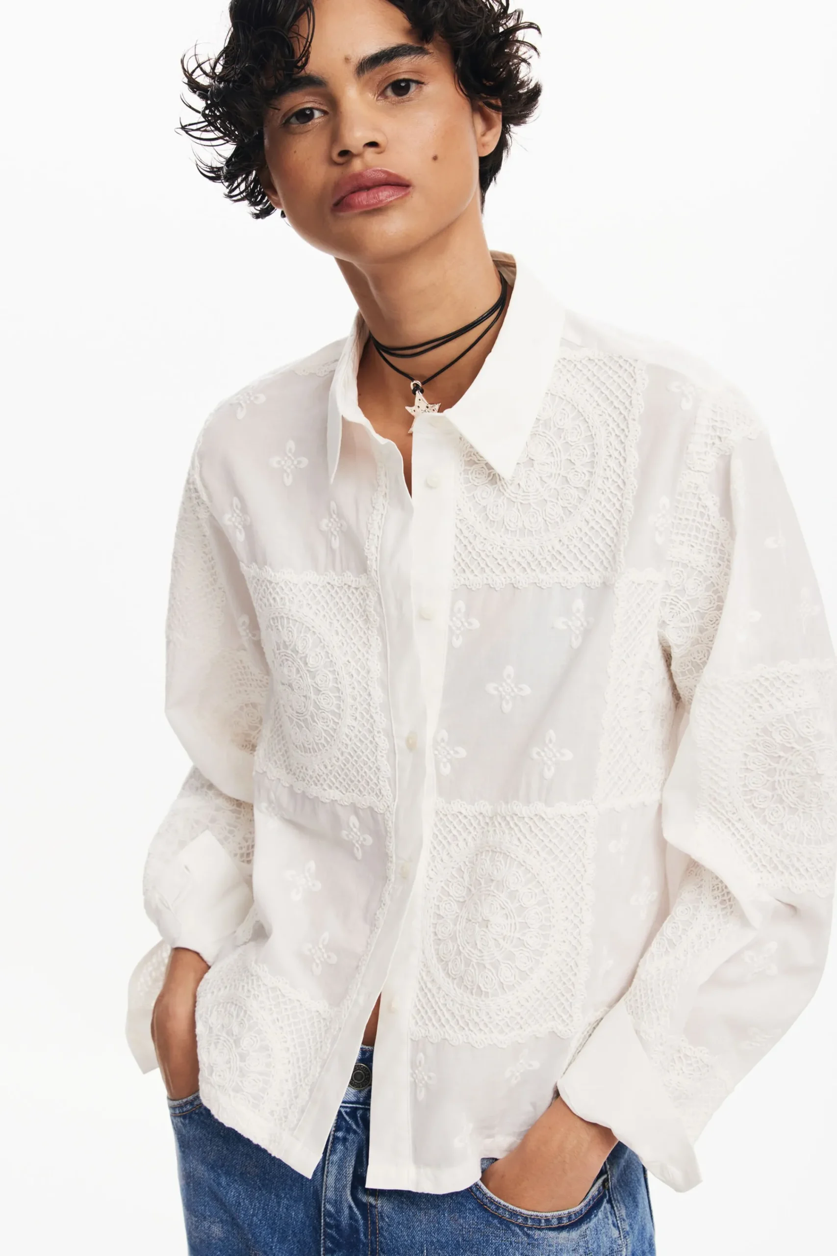 Camisas E Blusas<Desigual Camisa lisa bordados