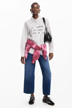 Camisas E Blusas<Desigual Camisa listrada com frase