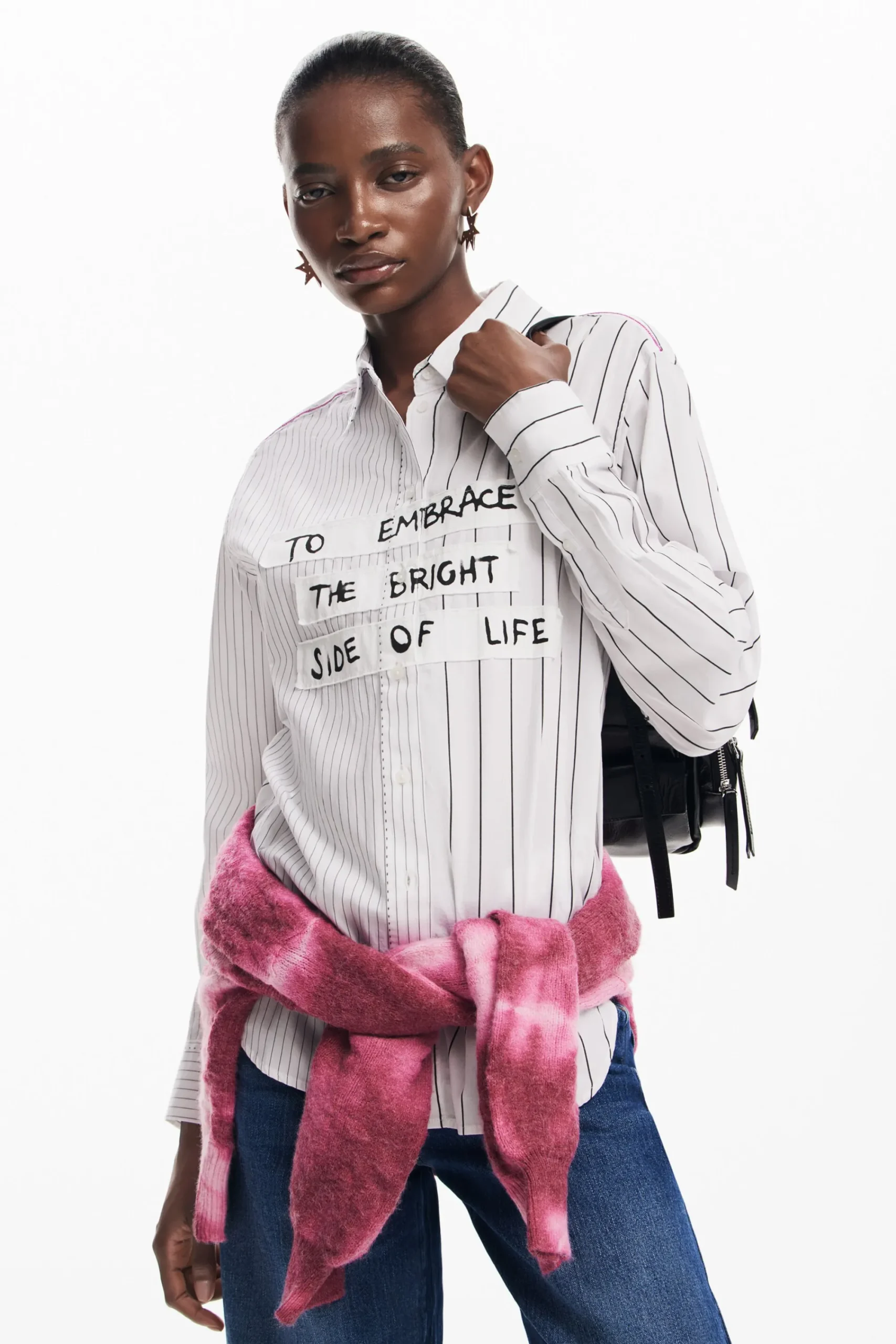 Camisas E Blusas<Desigual Camisa listrada com frase