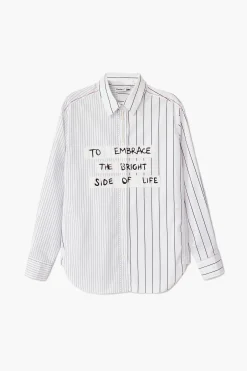 Camisas E Blusas<Desigual Camisa listrada com frase